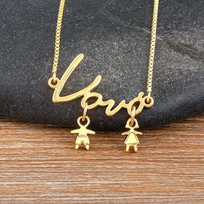 

Nidin Cute Gold Plated Boy and Girl Chain Pendant Necklace Copper Zircon White Stone Heart Neck Jewelry Mother s Day Gift