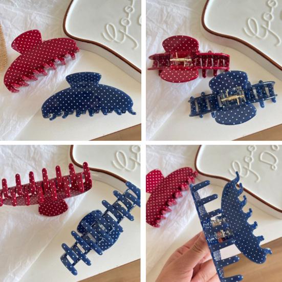 Yousheng French Retro Polka Dot Hair Claw Clip Large Size Hair Clasp for Thick And Medium Hair Fashion Hair Accessory