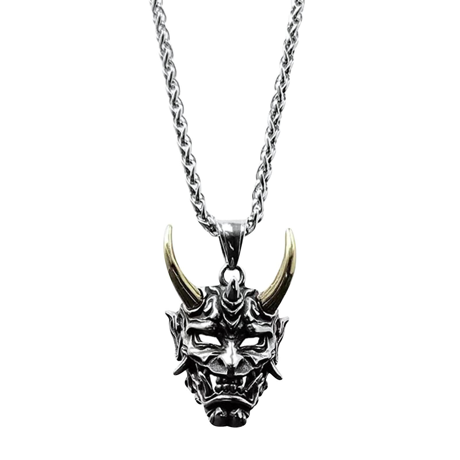 Уличный Панк Кулон Ожерелье Мужское Ожерелье Маска Винтажное Ожерелье золотой