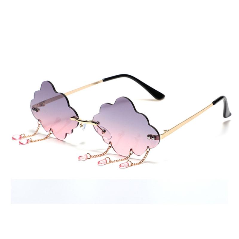 Vintage Clouds Tassel Ladies Sunglasses Steampunk Rimless UV400 Women's Fashion Shades