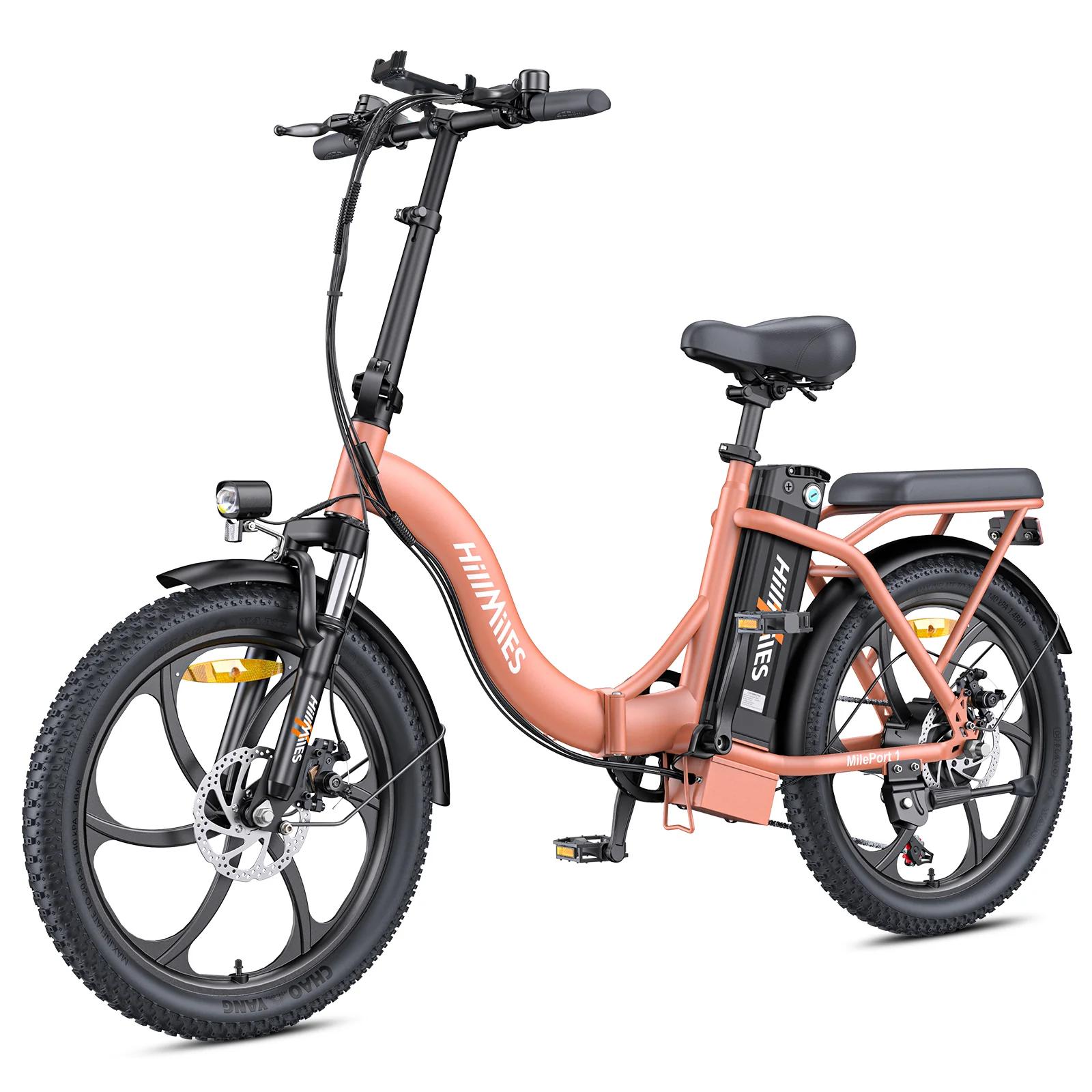 Vélo électrique pliable Hillmiles MilePort 1 20'' Vélo électrique 250W pour adultes avec batterie amovible 36 V 13 Ah rose