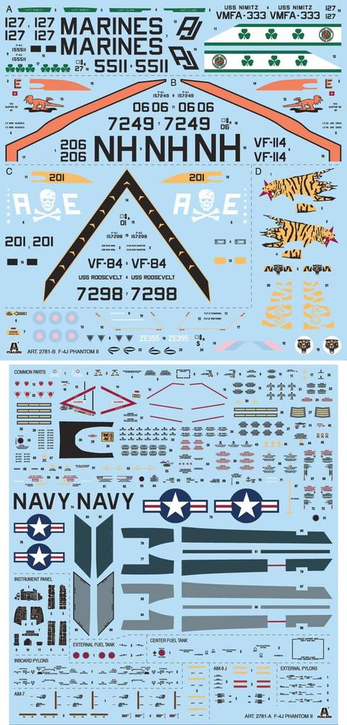 Platz Italeri Phantom II Plastic Model Kit IT2781 1/48 F-4J