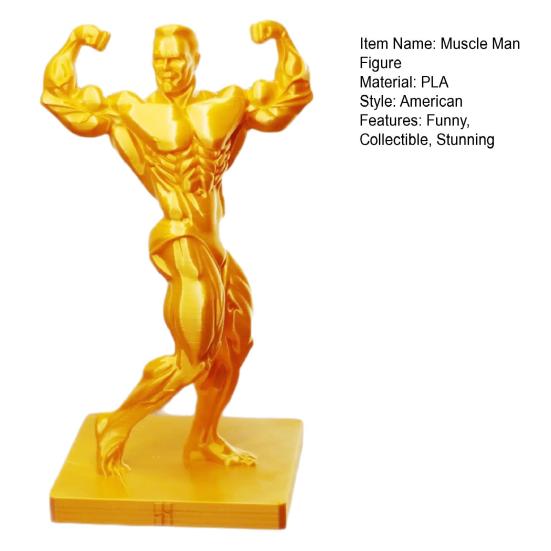 3D Printed Muscle Man Figurine Funny Golden Bodybuilding Man Figure Collectible Muscular Male Desktop Sculpture for Fitness Men