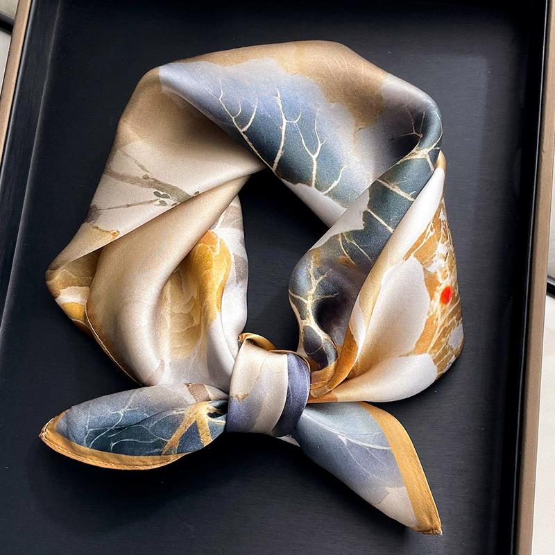 100% Nature Silk Scarf Women Neck Square Headband Scarves Bandana Fashion Hijab Poncho Scarves Pashmina  Female Foulard 53cm