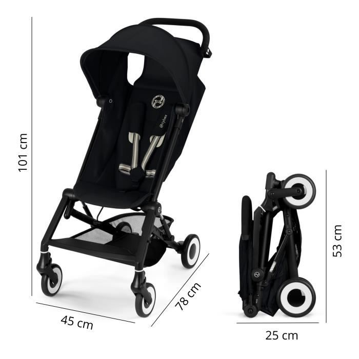 Poussette canne ultra-compacte Agis CYBEX - 5 à 22 kg (6 mois - 4 ans) - poussette légère 6,3 kg - compatible avion - Magic Black