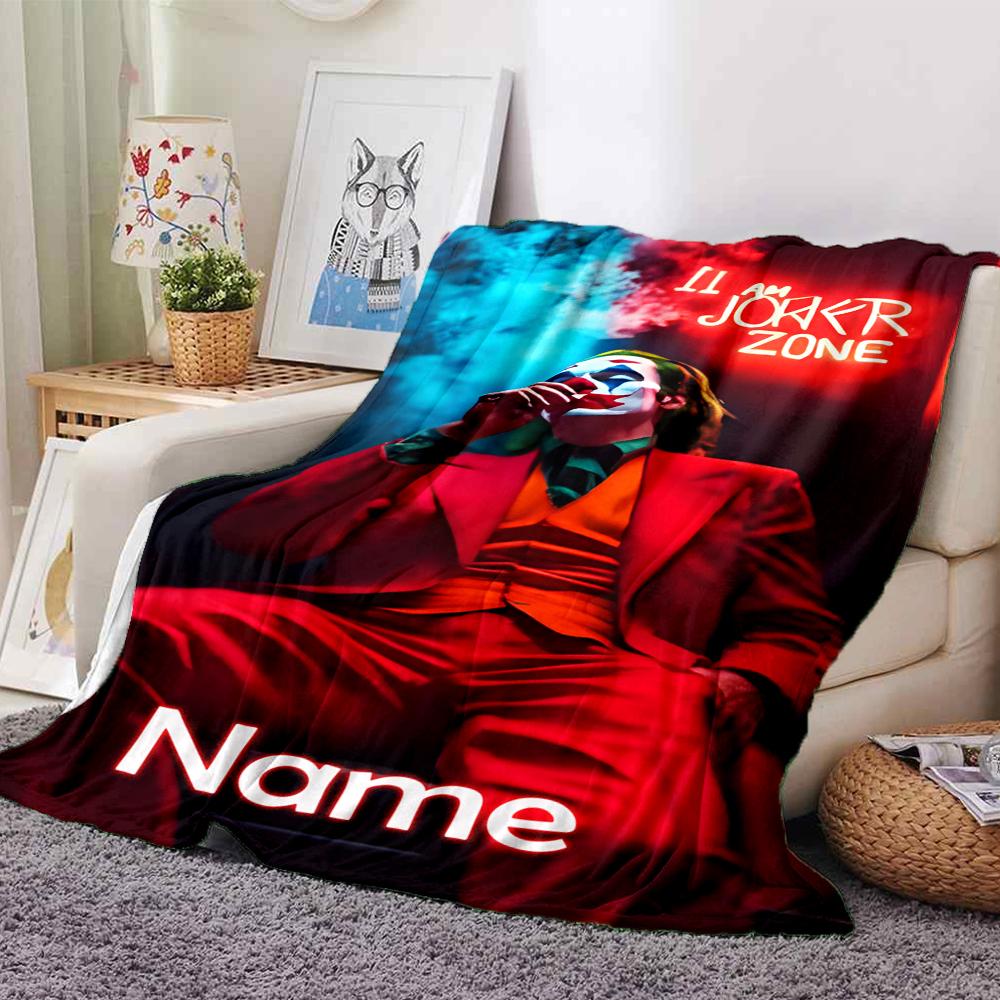 Customiz Name Personality Joker Blanket Soft &Warm Sofa Office Bed Travel Lunch Break Blanket, Gift Suitable All Seasons