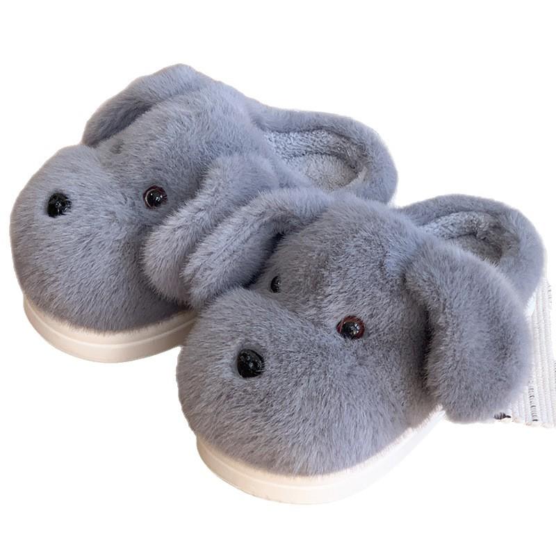 Štěněcí pantofle zimní silná podrážka teplé protiskluzové vnitřní domácí roztomilé zesílené sametové bavlněné pantofle