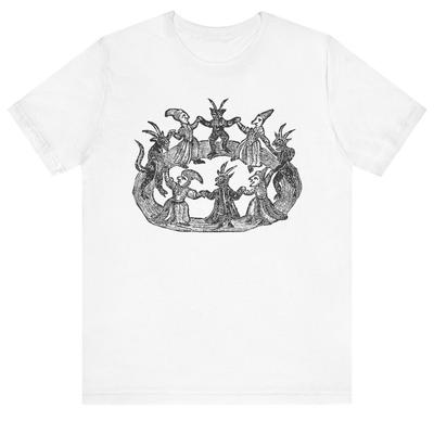 Koszulka z drzeworytem Wiedźmy i Czarodzieje Sztuka Okultystyczna Czarna Magia Wiedźmi Unisex T-shirt