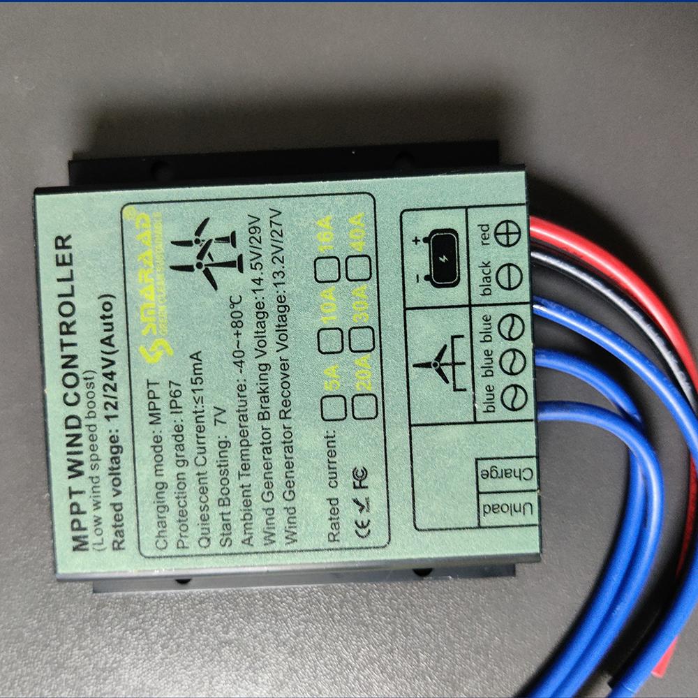 Kontroler ładowania wiatrowego MPPT 100-1000W 12V/24V Automatyczne dopasowanie 48V 10A-40A Generator turbiny wiatrowej Kontroler ładowania wiatrowego Wodoodporny IP68