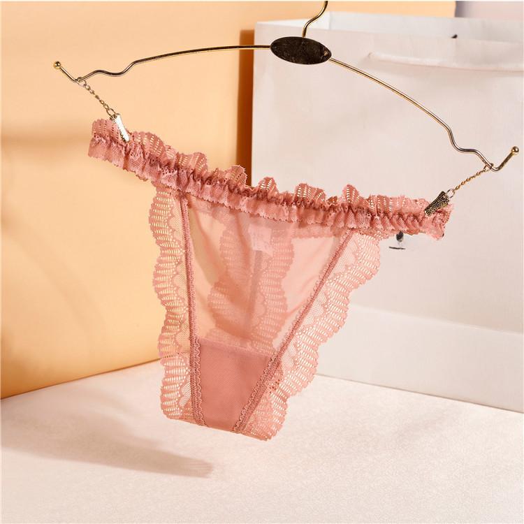 Lace Edge Transparent Low Waist Sweet Women's Thong Mesh Thin Section Breathable Sexy Ladies Panties