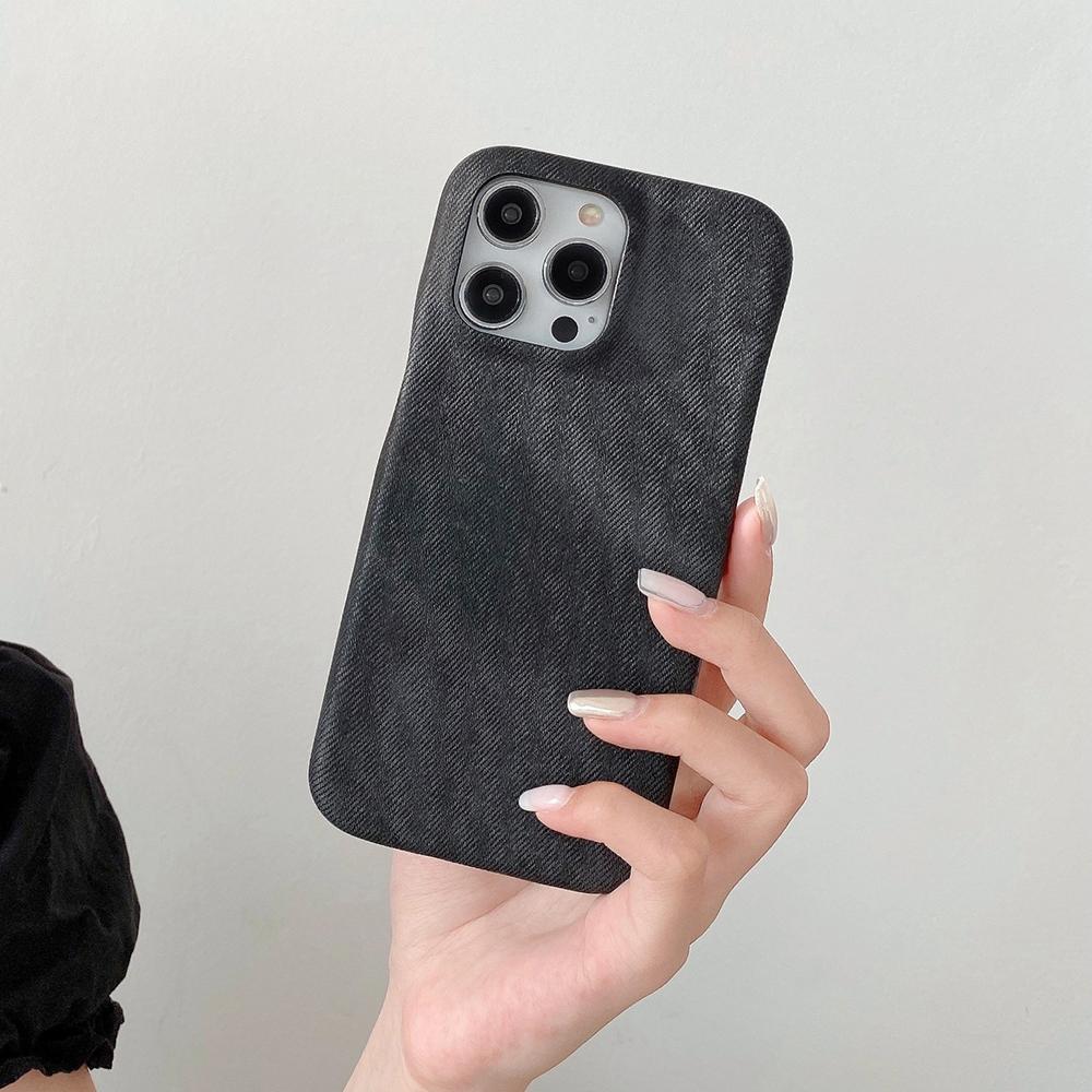 For iPhone 16 Pro Max Case Jeans Cloth Texture PU Leather+PET Back Cover
