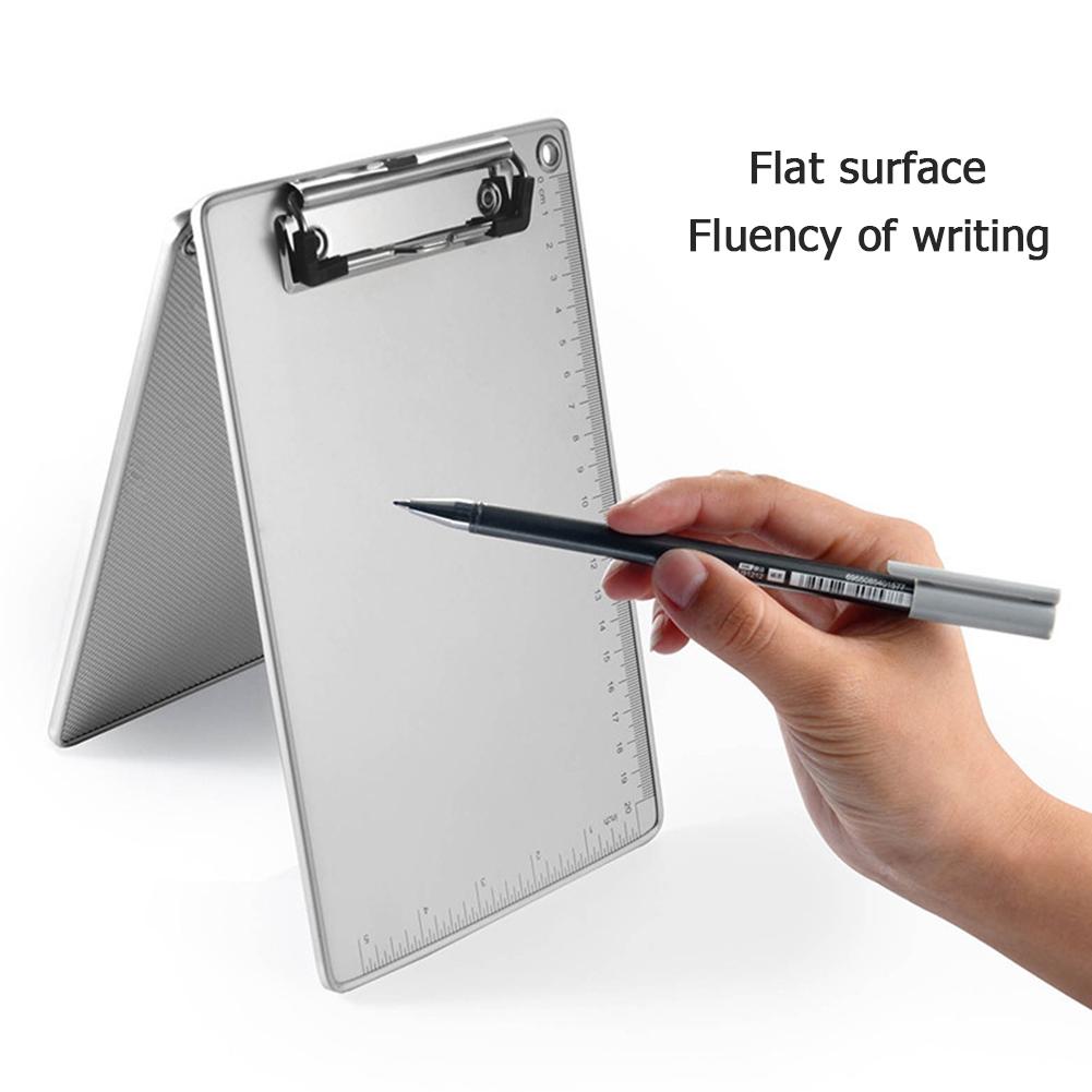 Aluminum Alloy Antislip File Hardboard Portable Document Holder with Centimeter Scales Silvery Simple Creative for Office School