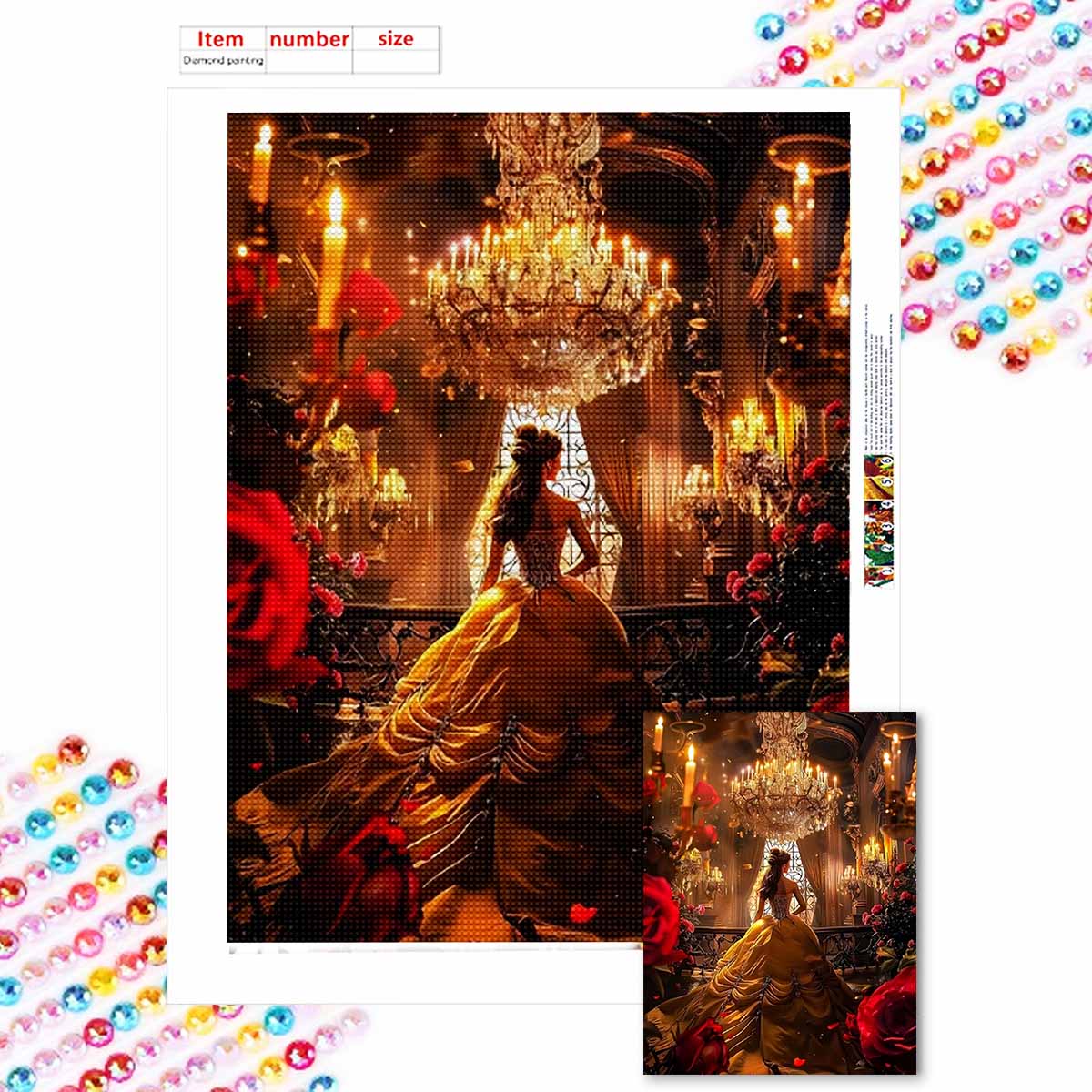 

Алмазная живопись своими руками Принцесса на балконе Набор для вышивания крестом Мозаичное искусство Алмазная живопись Полный круглый алмаз Украшение для дома Round 20x30cm