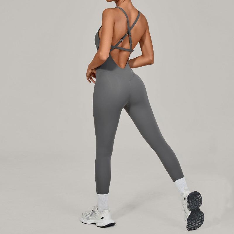 Adjustable shoulder strap yoga onesie women's dance beauty back tight sports fitness onesie 2