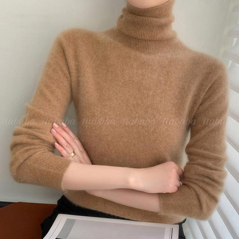 Navava Daily Soft Warm Plain Turtleneck Long Sleeve Knit Top Nk3509