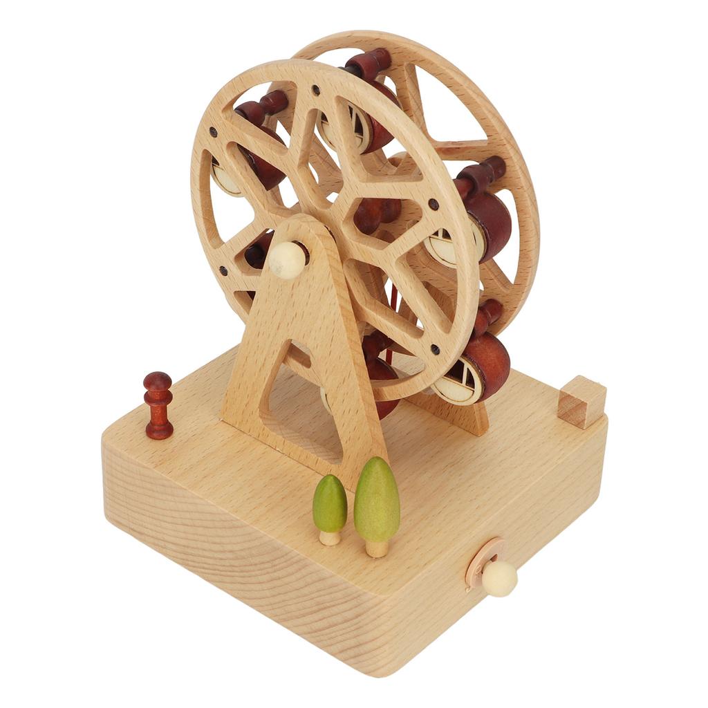 Wooden Musical Box Beech Ferris Wheel Model Handmade Music Box Gift for Christmas Birthday