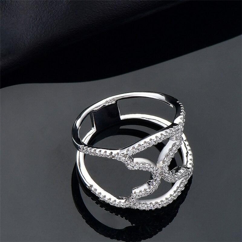 925 Sterling Silver Rings Cross Lines Multi -Layer Popular European Clear Zircon Rings Women Girls Hotsale Fine Jewelry