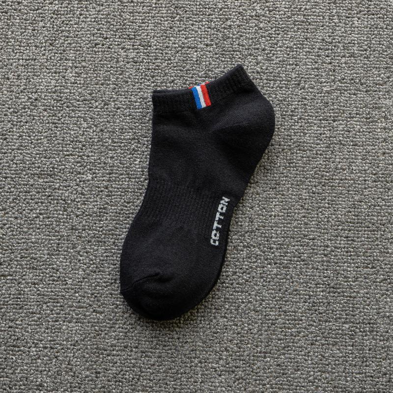 Socks Men'S Short Socks Sweat-Absorbing And Breathable White Socks Control Sole Letter Girdle Waist Side Label Cotton Boat Socks