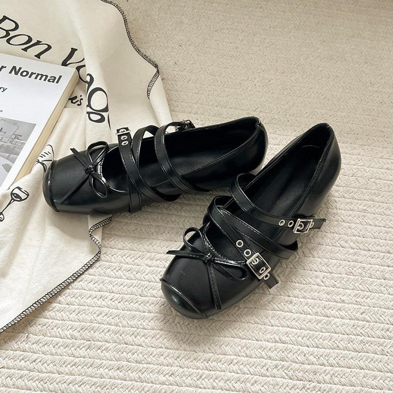 

Small inner height increase single shoes women s spring and autumn silver bow cross strap Mary Jane ballet shoes 35 чёрный