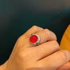 Jade Rot Beleuchtung Natürlicher Chalcedon Ring Achatring, Echte Aufnahme