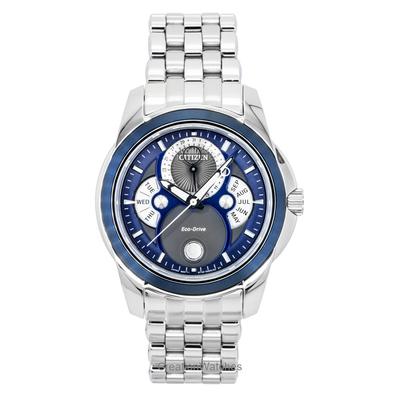 Orologio da uomo Calendario Fase Lunare Acciaio Inossidabile Quadrante Blu Eco-Drive BU0088-51H 100M