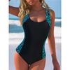 Sommer Sexy Geometrisches Muster Gedruckter Einteiler Badeanzug Schlanke Passform und Schlankmachend, Tiefes U-Rücken-Design, Strand Pool Urlaub Auffälliger Mode Badeanzug