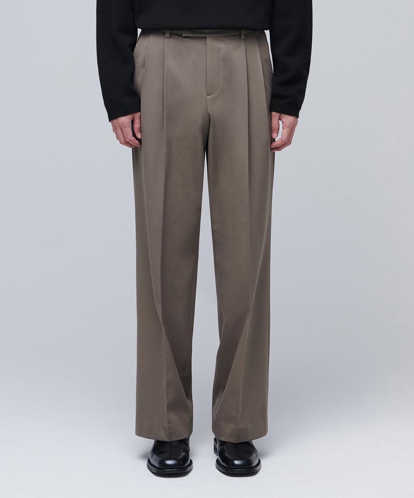 Musinsa Standard Heavyweight Fleece-Lined Real Wide Hidden Elastic Waist Slacks [Dusty Beige]