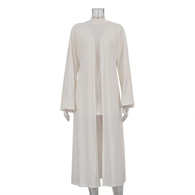 

Модный облегающий бедра костюм-кардиган с юбкой-карандашом Beige M