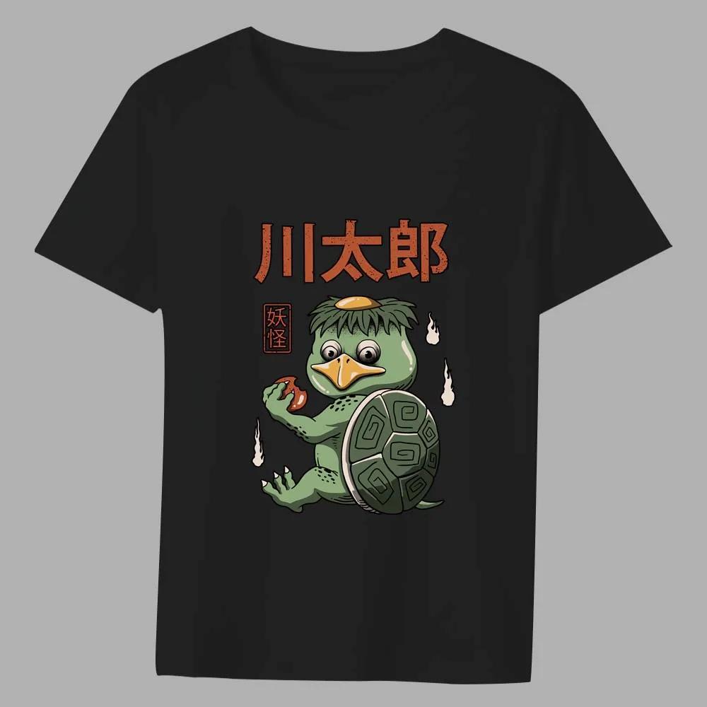 T-shirt Men's Popular Casual Anime O-neck Slim Cartoon Cute Print Pattern Series Top Commuter Black Soft Men's Shirt