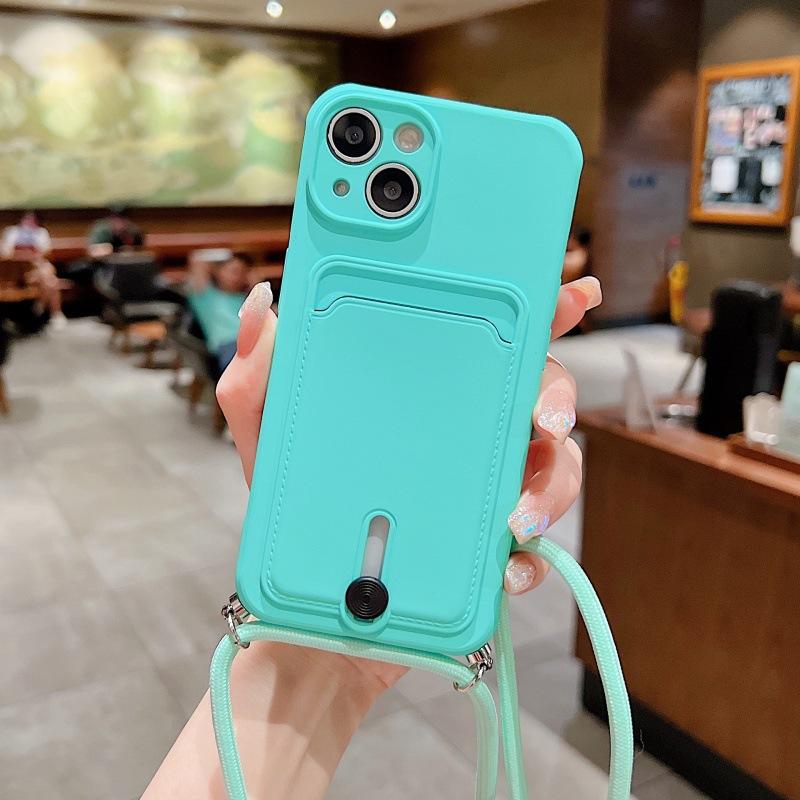 Card Bag Diagonal Span Lanyard Iphone11promax Apple 11Pro Samsung/Xiaomi Card Mobile Phone Case