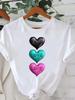 (Asian Size) Trend Love Style Cute T Shirt Tee Top Clothing Fashion Women Casual Printed Lady Female Graphic  Short Sleeve T-shirts