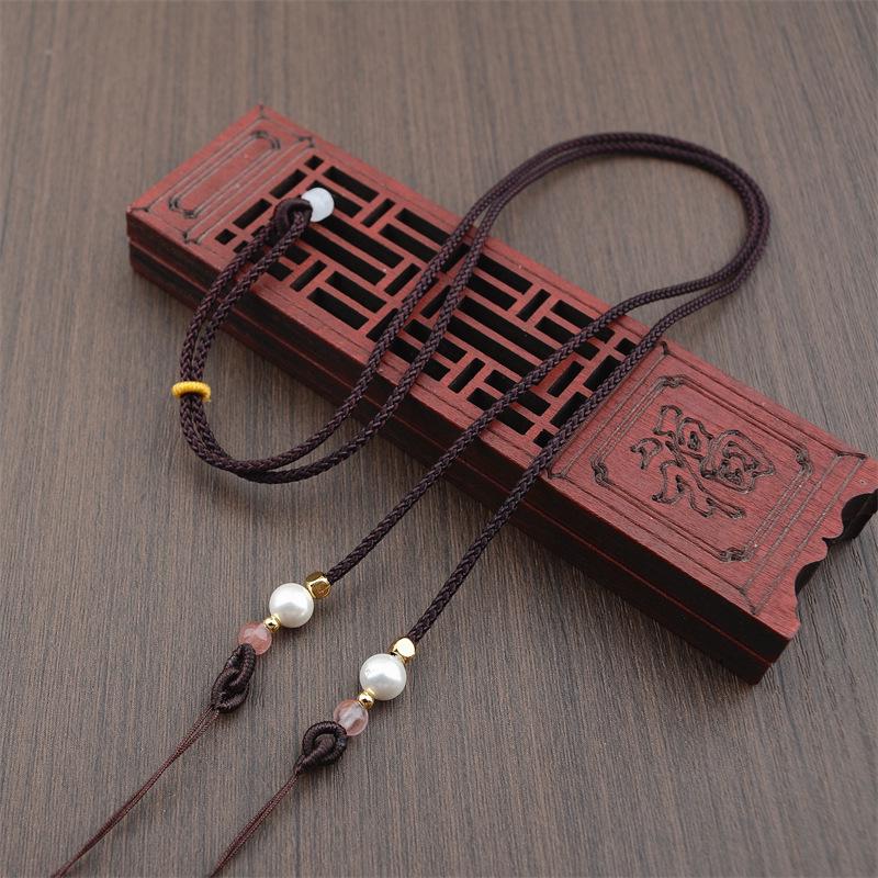 Golden Openwork Dzi Agate Jade Pendant Necklace