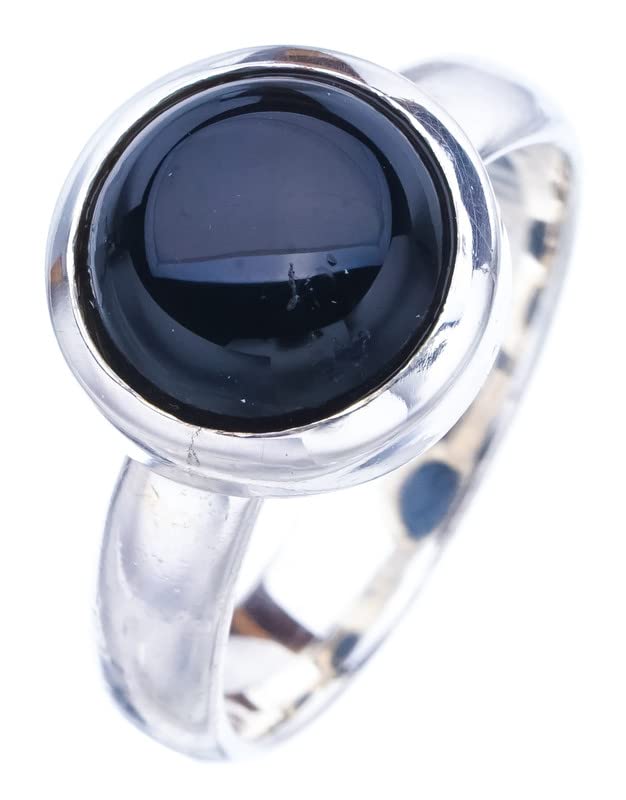 

StarGems® Natural Black Onyx Handmade 925 Sterling Silver Ring 6.75 F1749
