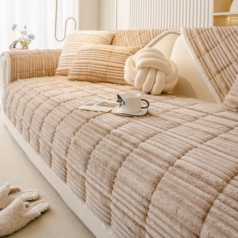Sofa Cushion New Winter Plush Warm Non-Slip Seat Cushion Backrest Towel Simple High-End Leather Sofa Cover