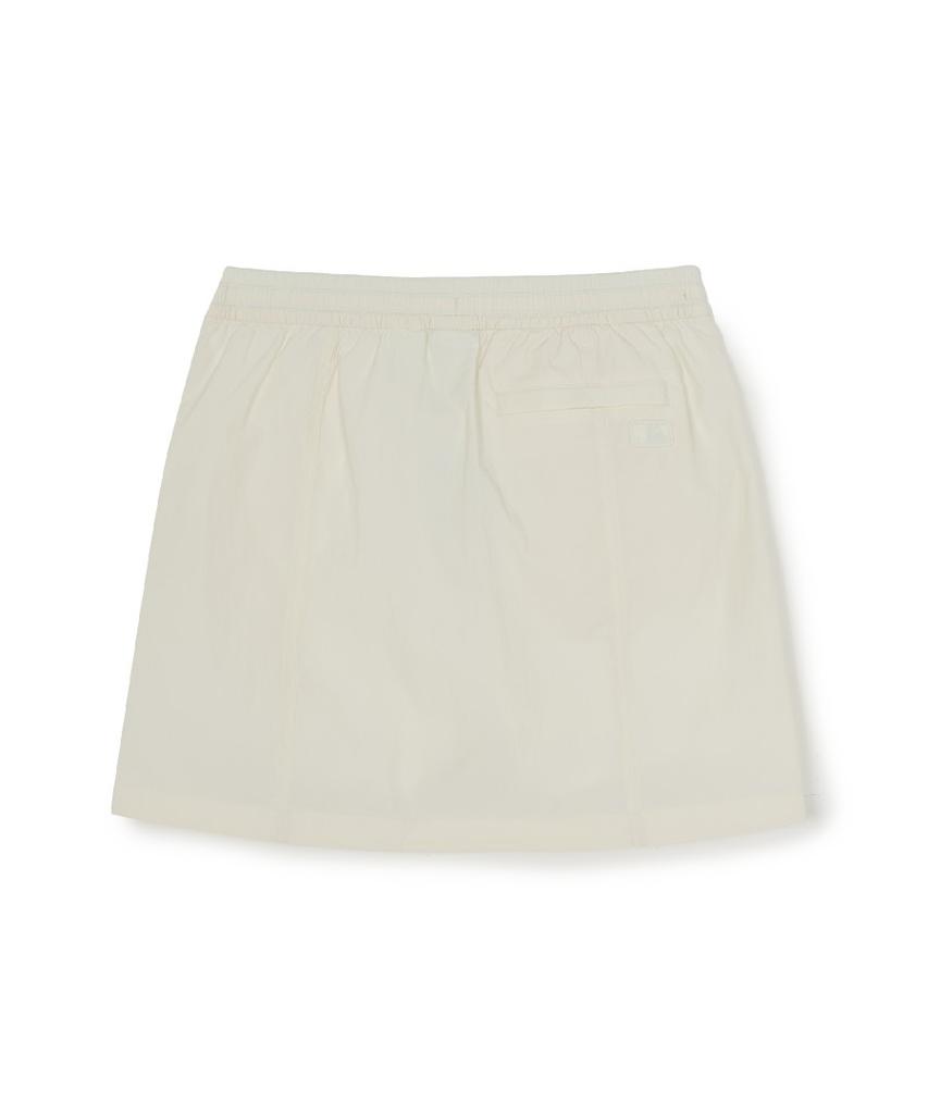 Emelbi Women'S Gorpcore Glossy Shirred Mini Skirt Bos (Cream)