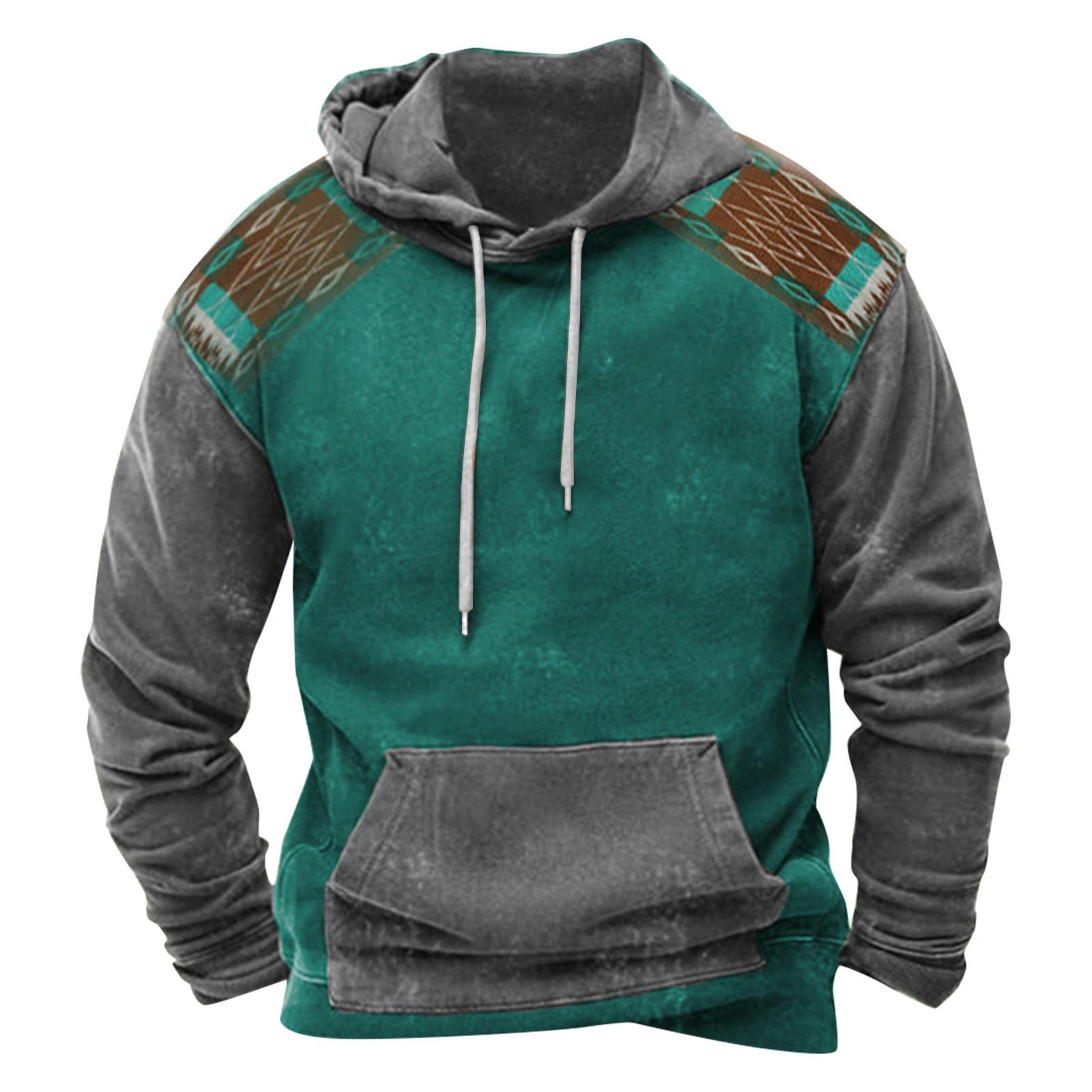 Модный свободный мужской и женский свитер с капюшоном с длинным рукавом и принтом S циан 1980₽