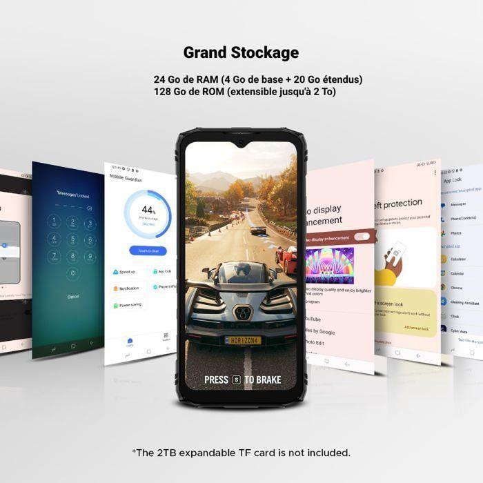 Telephone Portable Incassable DOOGEE Blade 10 Energy 24GO+128GO 6.56" Smartphone Robuste Android 15 6150mAh Dual SIM/NFC Rouge