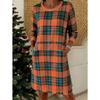 Christmas Plaid Round Neck Long Sleeve Dress, Elegant Vintage Style, Hot Selling European & American Fashion Dress
