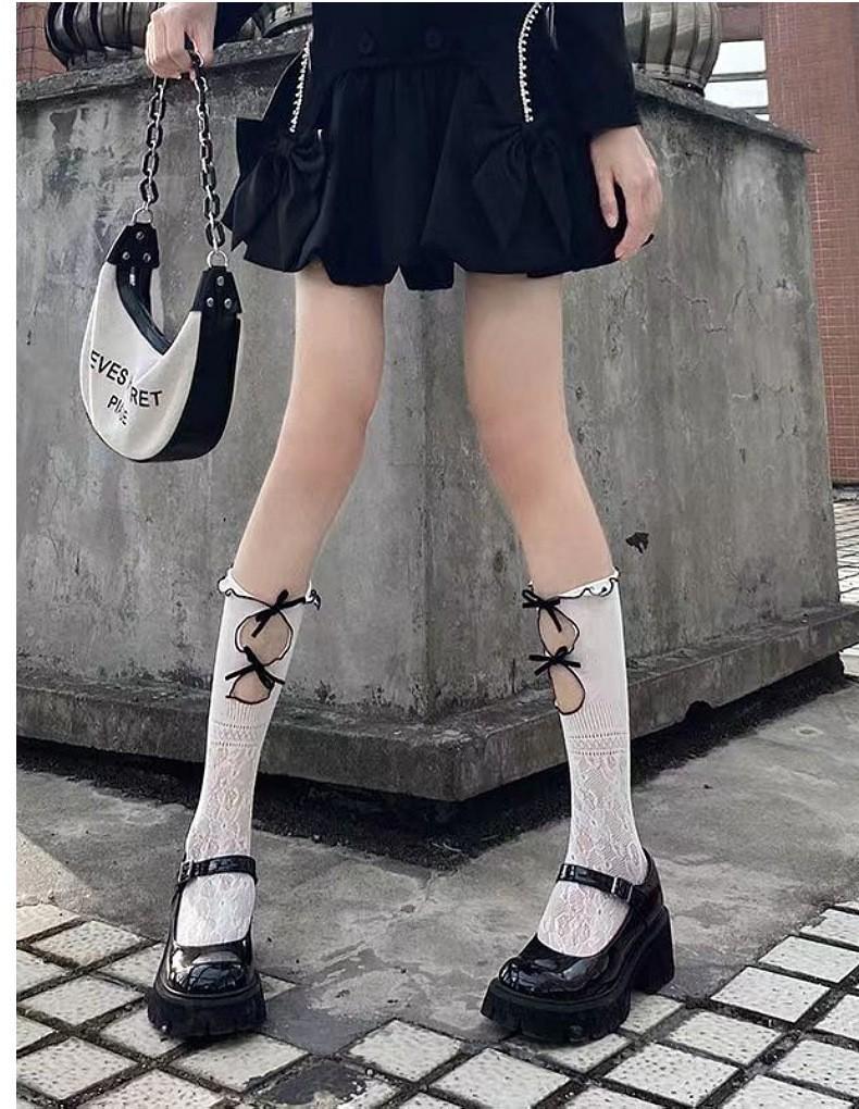 Butterfly lace romantic stockings, jumpsuits, women's net stockings, cute and sexy calves, pure desire uniform, seductive props, sleeping net clothes