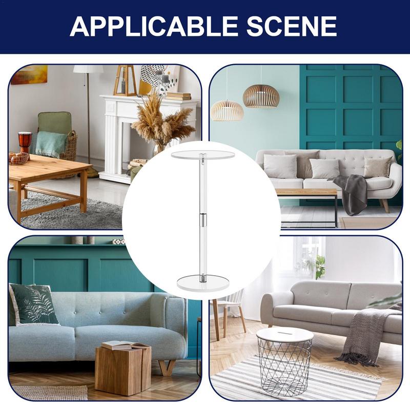 Drink Side Table Clear Small Round End Table for Phones Food Snack and Drink Modern Transparent Acrylic Side Table for Living