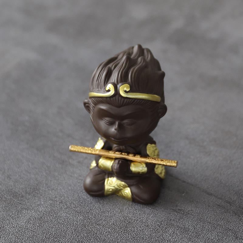 LUWU Purple Clay Teapets Cute Monkey Tea Play Chinese Tea Set Decoration