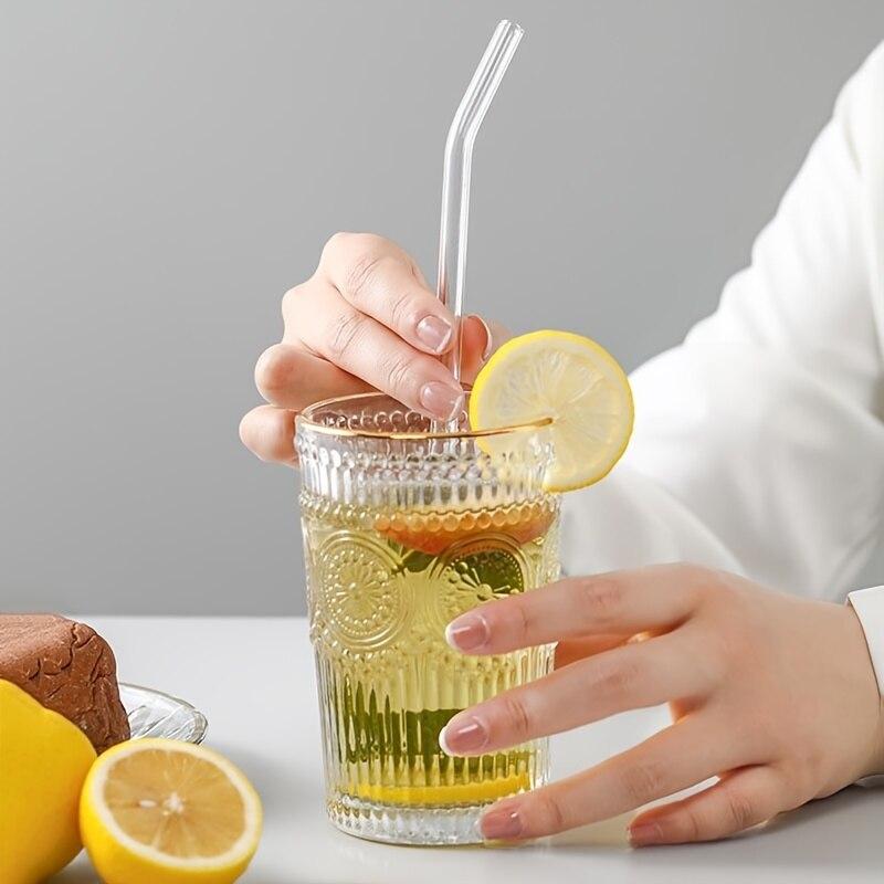 1 conjunto Canudos de Vidro Resistentes ao Calor com Escova - Conjunto de 5 - Reutilizáveis e Laváveis, Perfeitos para Smoothies, Milkshakes, Chá, Suco
