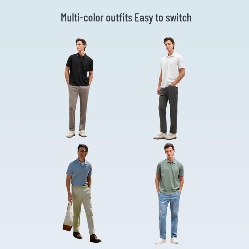 EMZ Men's Cooling Breathable Long-Staple Cotton Polo Shirt
