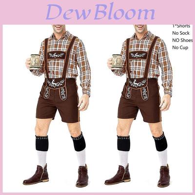 Elegante Ropa Alemana para Oktoberfest para Hombre Set de Disfraz a Cuadros Caqui con Estampado de Ciervo