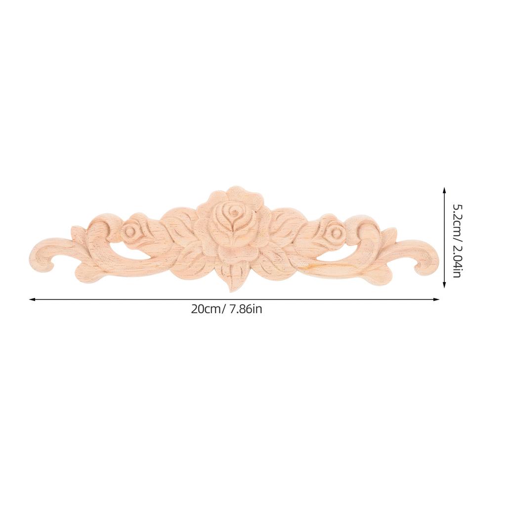 2Pcs Elegant Handcarved Wooden Rose Appliques for Furniture Dresser Cabinet Wall DIY Decorative Wood Carved Onlays Appliques