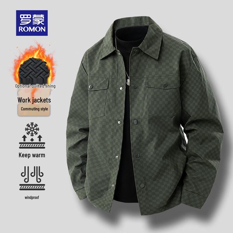 ROMON Men's Business Casual Checkerboard Jacket