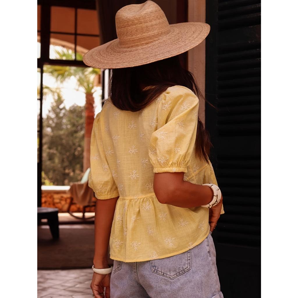 Spring Summer New Elegant Short Sleeve Women's Blouse Shirt for European American