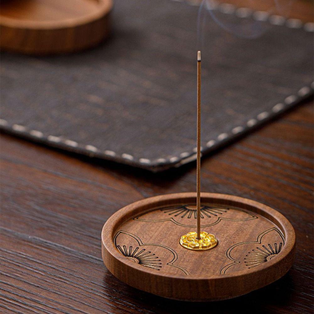 Solid Wood Incense Stick Holder Vintage Incense Stove Desktop Decoration