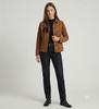 Damen Stilvolle Braune Wildleder Echte Lammfell Leder Handgemachte Jacke Passform