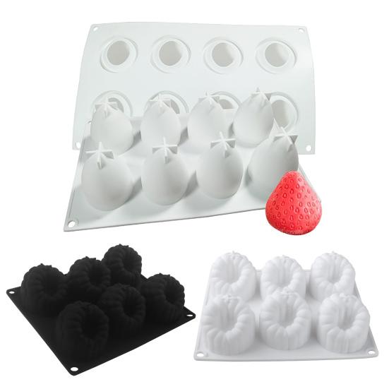 Silicone Dessert Mold 6-Cavity Raspberry Pattern Chocolate Mousse Cake Mold Flexible Baking Mold for Candy Jelly Ice Cube Mold